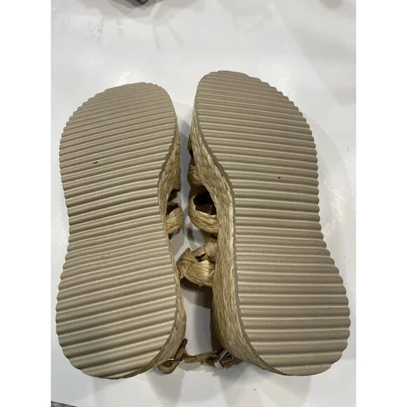 Free People Raffia Rendevous Platform Sandals Beige Braided Weave Shoes 39 US 9 - Picture 10 of 11